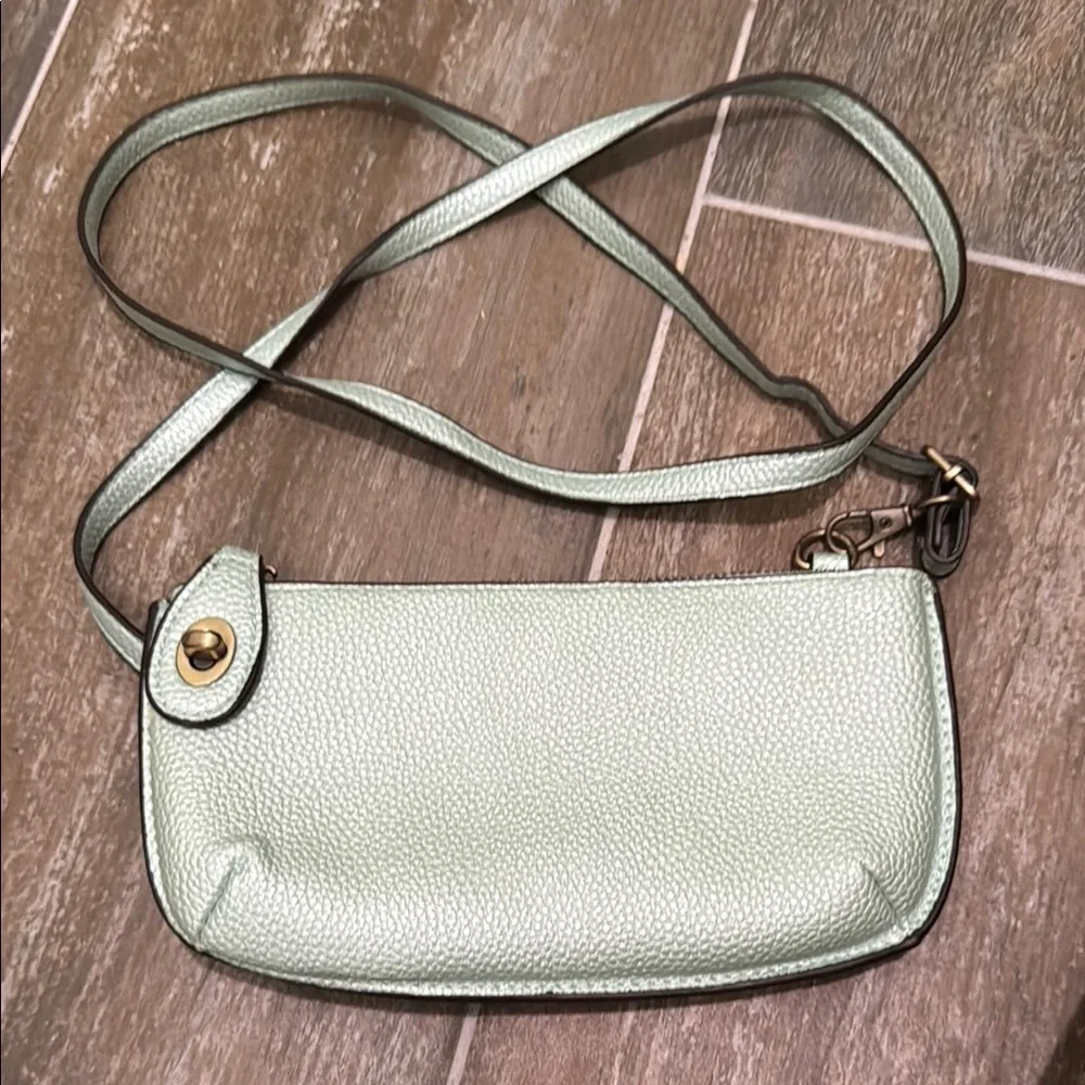 Joy Susan Green Clutch Wristlet with bronze Hardware